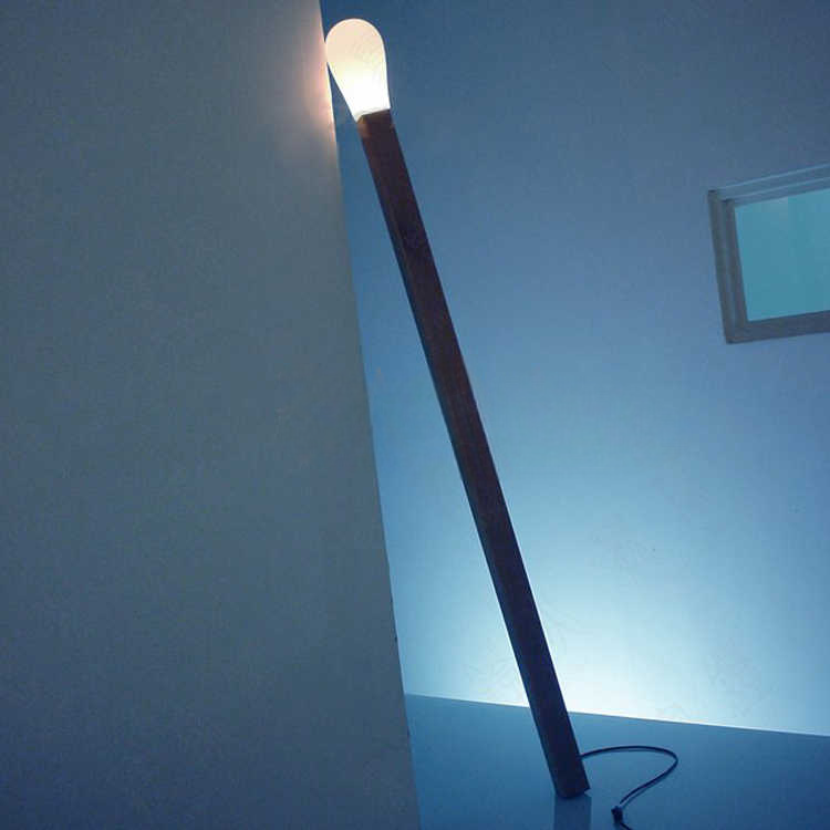 Matchstick Creative Floor Lamp, Minimalist Solid Ash Standing Light, Lean-to Design for Lobby, Showroom, Event, White