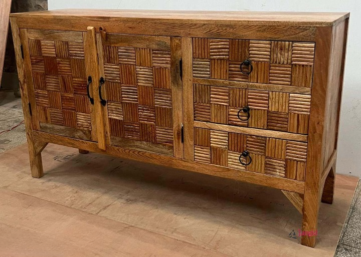 Rustic Solid Wood Sideboard Cabinet with Drawers Modern Farmhouse Storage Console Cabinet Buffet Server for Living Room Dining Room Entryway Hallway