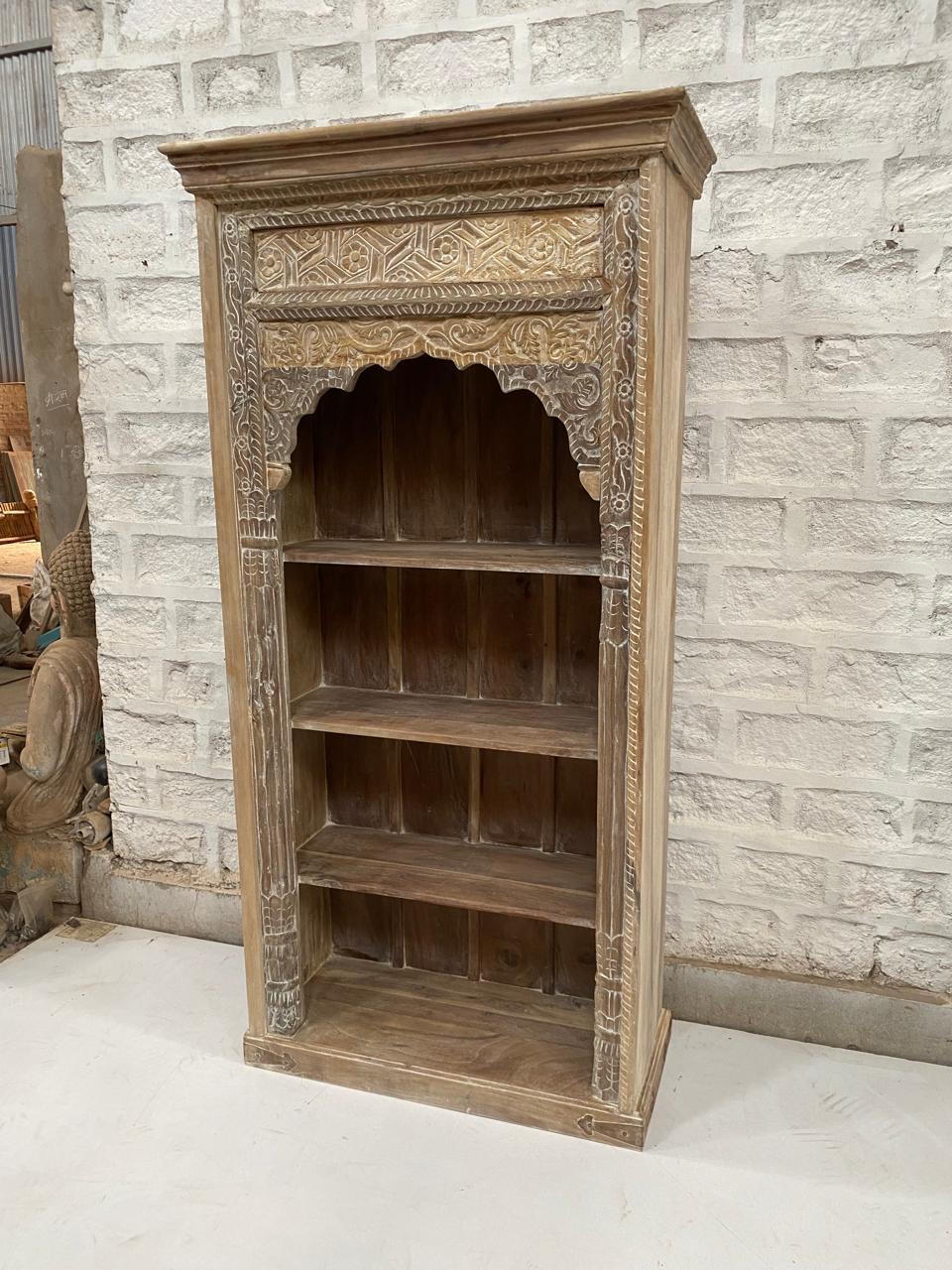 Handcrafted Rustic Wooden Bookshelf Cabinet Solid Wood Display Shelf Vintage Farmhouse Open Storage Bookcase for Living Room