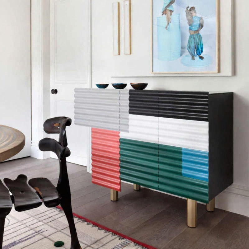 Modern Luxury Colorful Accent Sideboard Cabinet, Artistic Storage Buffet for Living Room Entryway