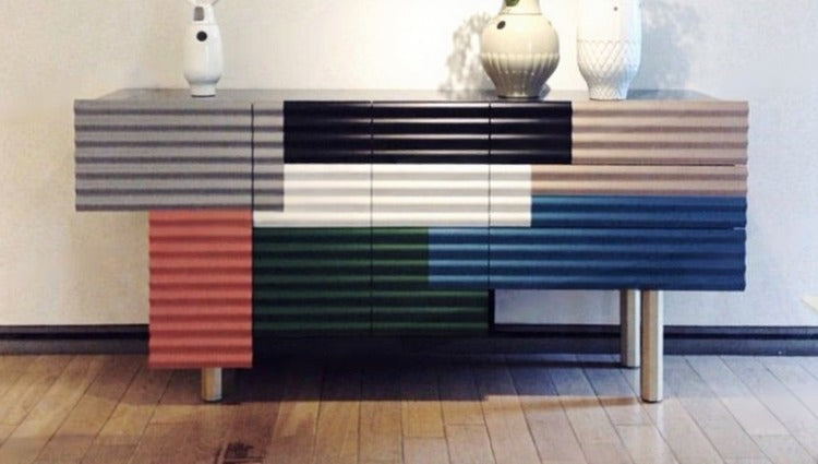 Modern Luxury Colorful Accent Sideboard Cabinet, Artistic Storage Buffet for Living Room Entryway