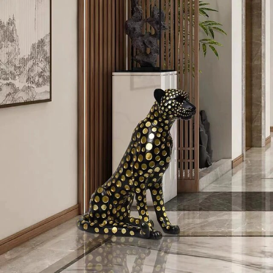 home decor accent leopard modern decor leopard Nordic Style Gentleman Side interior decor, Animal Home Decor Sculpture, luxury leopard Statue