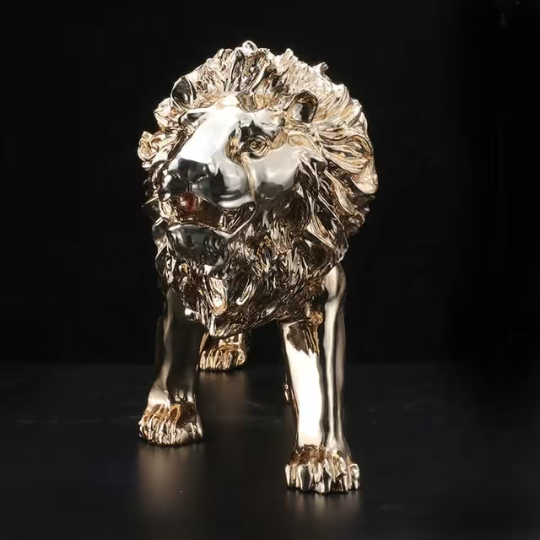 Lion decor statue exotic gold ellectroplated metal 93*42 cm big nordic Gentleman Side interior decor, Animal Sculpture, luxury lion Statue