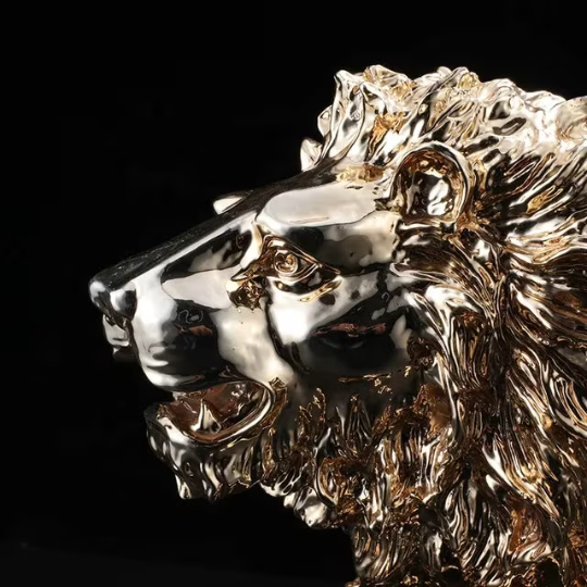 Lion decor statue exotic gold ellectroplated metal 93*42 cm big nordic Gentleman Side interior decor, Animal Sculpture, luxury lion Statue