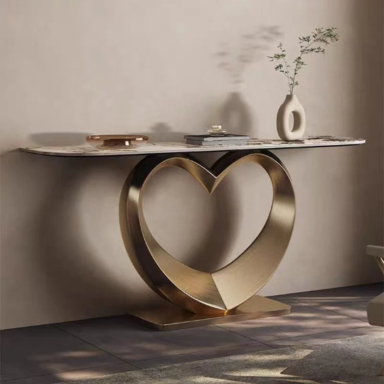 luxury console table living room furniture champagne Modern Console table Entrance Table with stainless steal and sintered stone