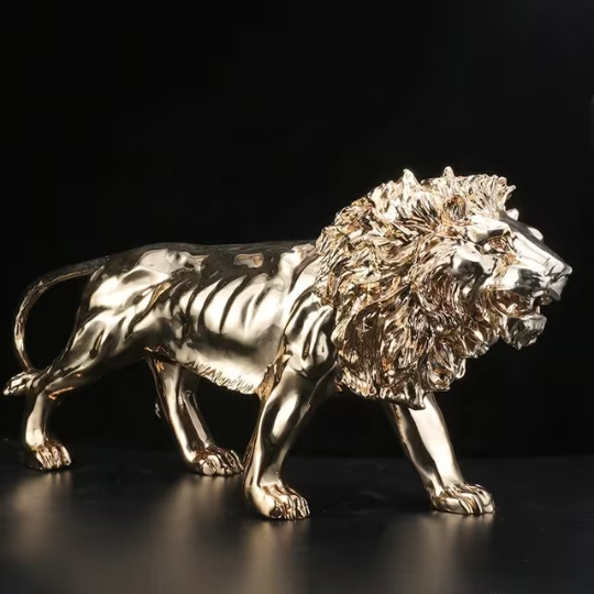 Lion decor statue exotic gold ellectroplated metal 93*42 cm big nordic Gentleman Side interior decor, Animal Sculpture, luxury lion Statue