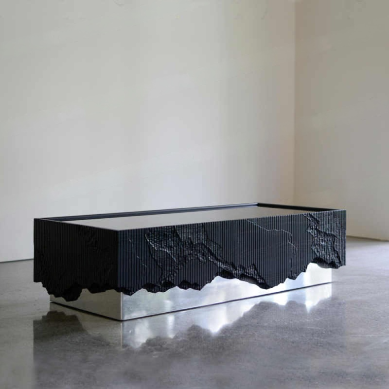 Minimalist Black Square Coffee Table, Modern Luxury Designer Living Room Furniture for Small Spaces