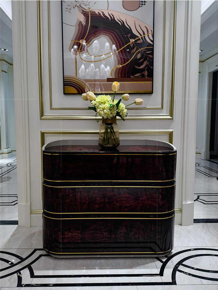Luxury Piano Lacquer Burl Wood Sideboard, High-End Modern Designer Chest for Villa Dining Room, Entryway, and Living Room