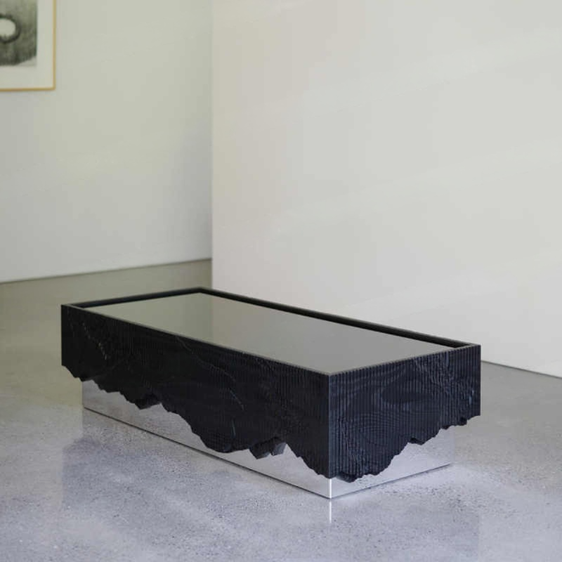 Minimalist Black Square Coffee Table, Modern Luxury Designer Living Room Furniture for Small Spaces
