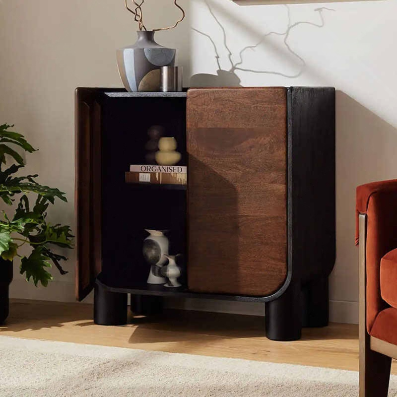 Vintage Solid Wood Shoe Cabinet, Entryway Mid-Century Storage Console, Rustic Foyer Sideboard for Home