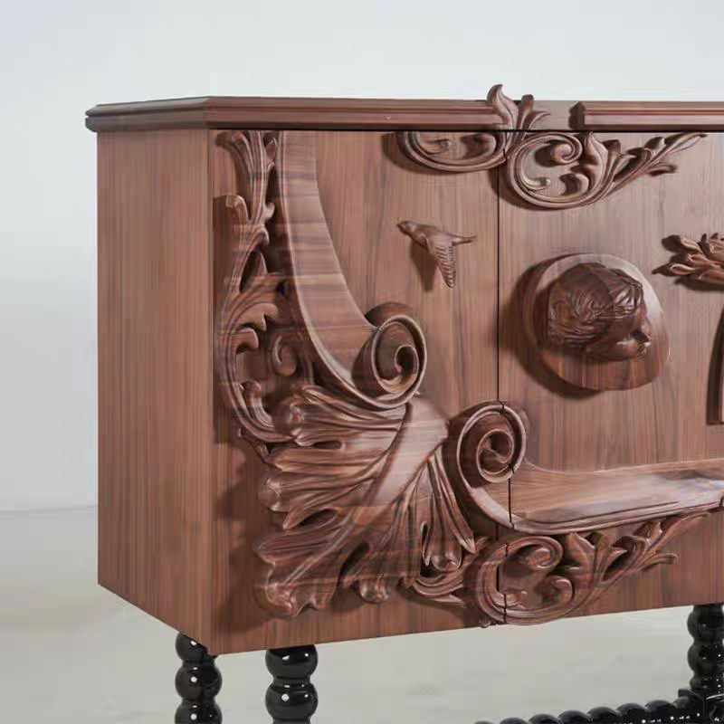 European Sideboard handcarved solid wood TV cabinet