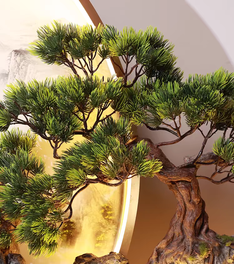 3D wall decor scenery Live tree & beautiful U.V. porcelain Big wall decor with remote led light & powerbank supply