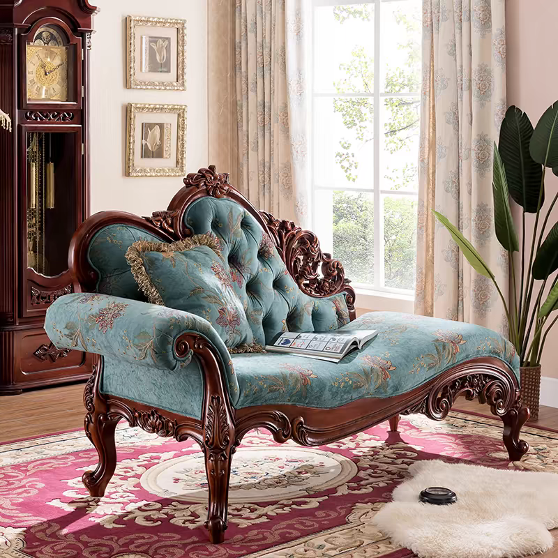 Royal European style hand carved solid wood sofa couch