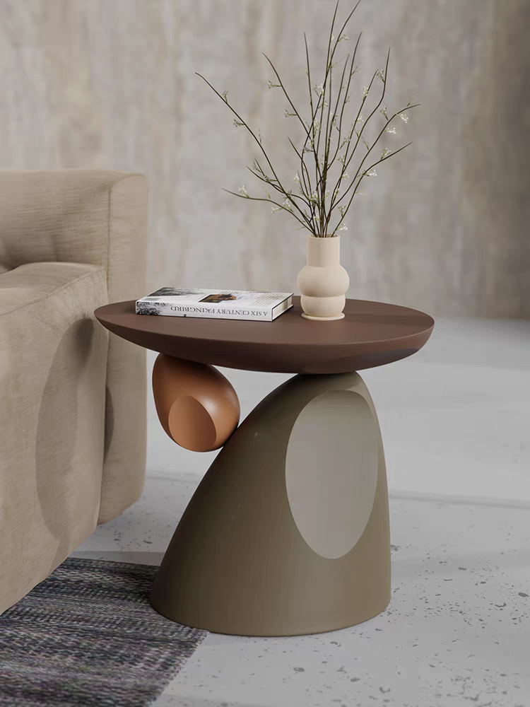 Coffee table geometric stone pattern