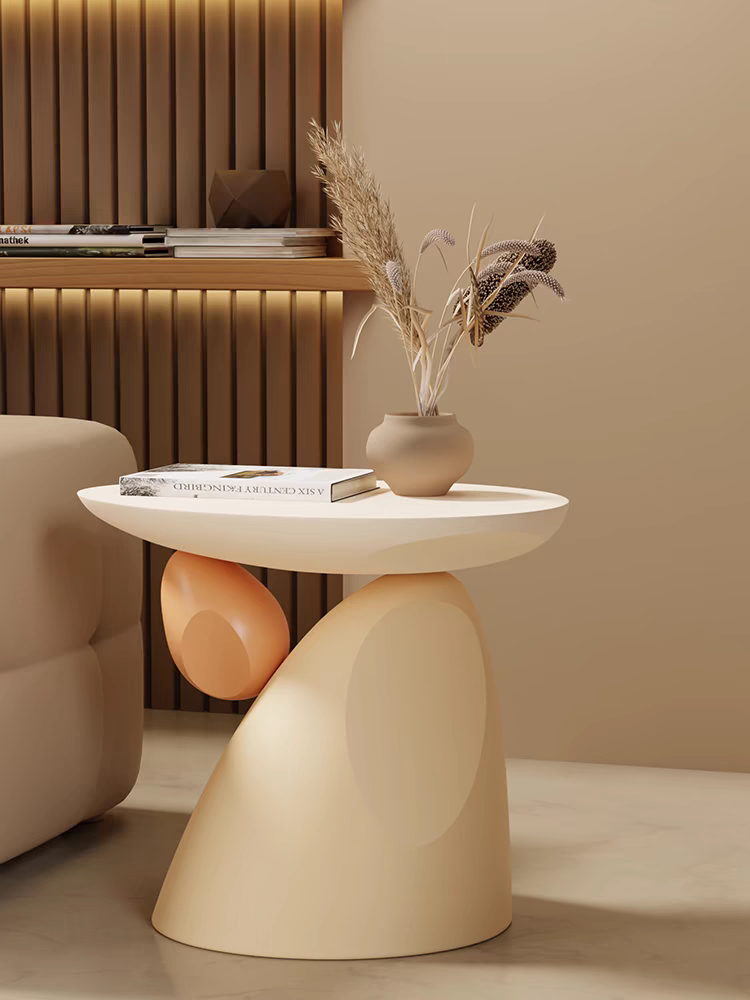 Coffee table geometric stone pattern