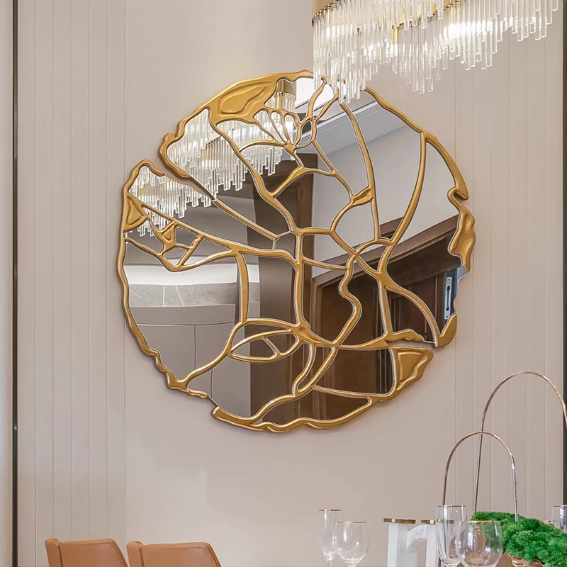 Wall decor 90 cm big leaf design mirror, luxury dining room/bedroom/living room home decor accent