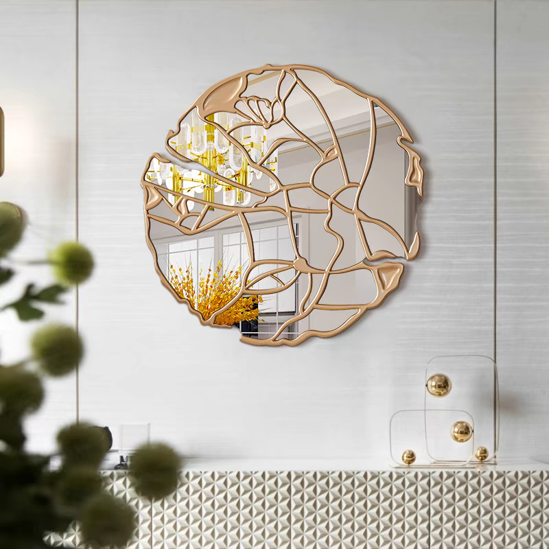 Wall decor 90 cm big leaf design mirror, luxury dining room/bedroom/living room home decor accent