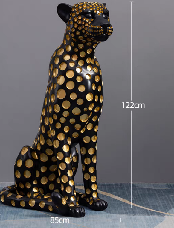 entryway sculpture big leopard home decor accent, living room/entryway decoration. Luxurious gold leopard