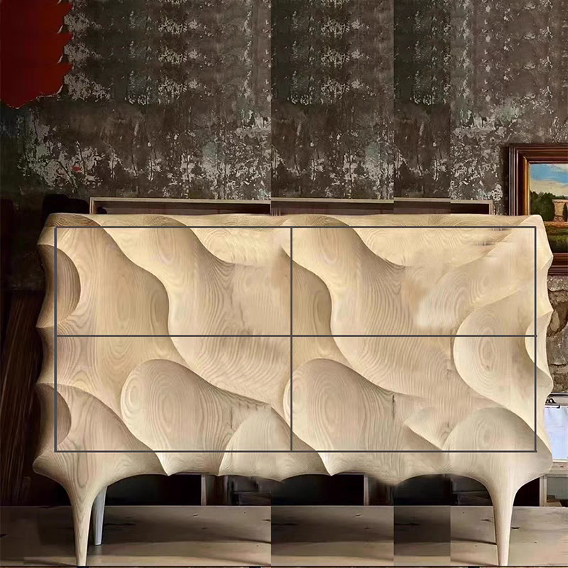 Buffet Storage cabinet Nordic modern wavy pattern solid wood entrance Home Decor