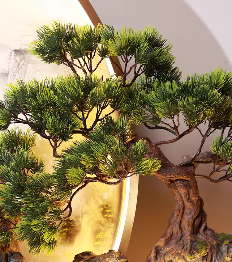 wall art large 3d decor scenery Live tree & beautiful U.V. porcelain Big wall decor with remote led light & powerbank supply