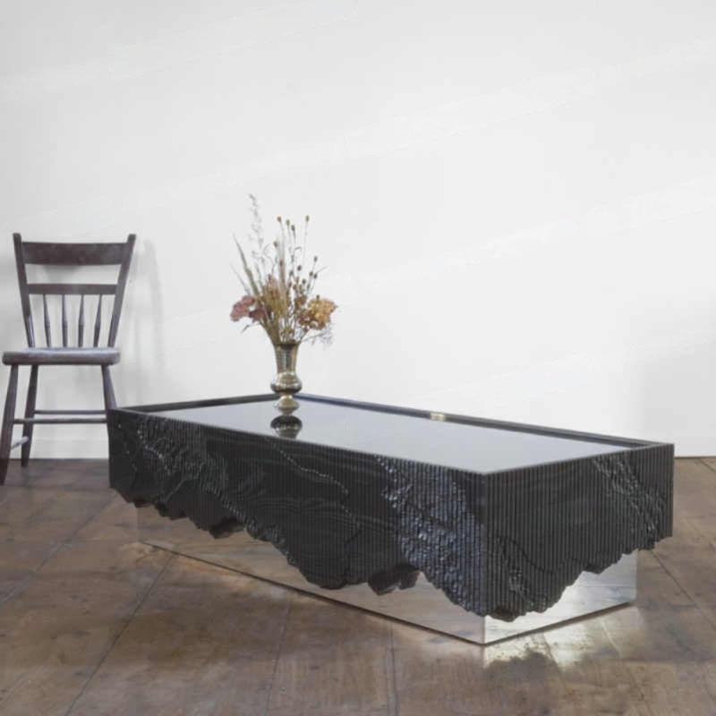 Minimalist Black Square Coffee Table, Modern Luxury Designer Living Room Furniture for Small Spaces