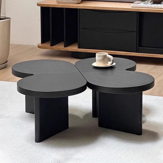 Vintage Butterfly Shape Coffee Table, Creative Solid Wood Black End Table for Living Room & Antique Decor