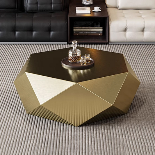 Minimalist Gold Stainless Steel Diamond Coffee Table, Light Luxury Geometric Modern High-End Living Room Table