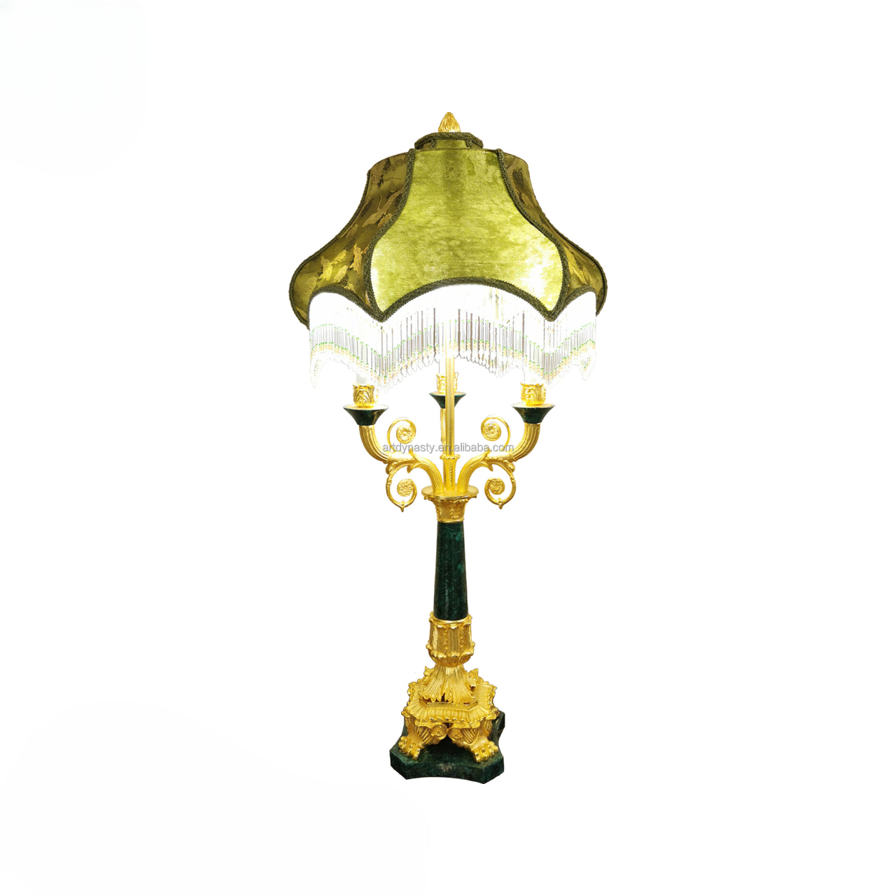 Classical Malachite Green Table Lamp, Gilded Brass Carved Bedroom Bedside Lamp, Elegant LED Bronze Hotel Style