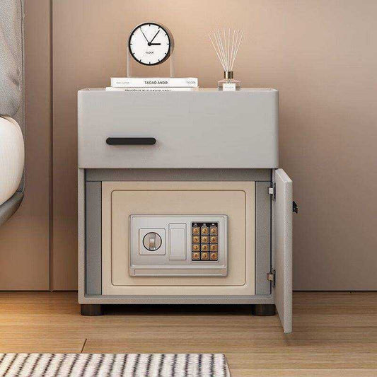 Modern Intelligent Bedside Table Safe, Multifunctional Solid Wood Password Lock Nightstand with Invisible Safe, Integrated Bedroom Storage