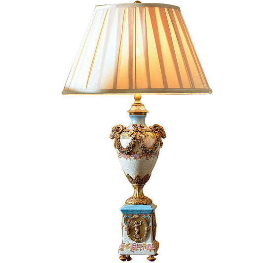 Vintage Porcelain Ceramic Desk Lamp, Creative Customized LED Table Light with Classic Shade, Artistic Home Decor