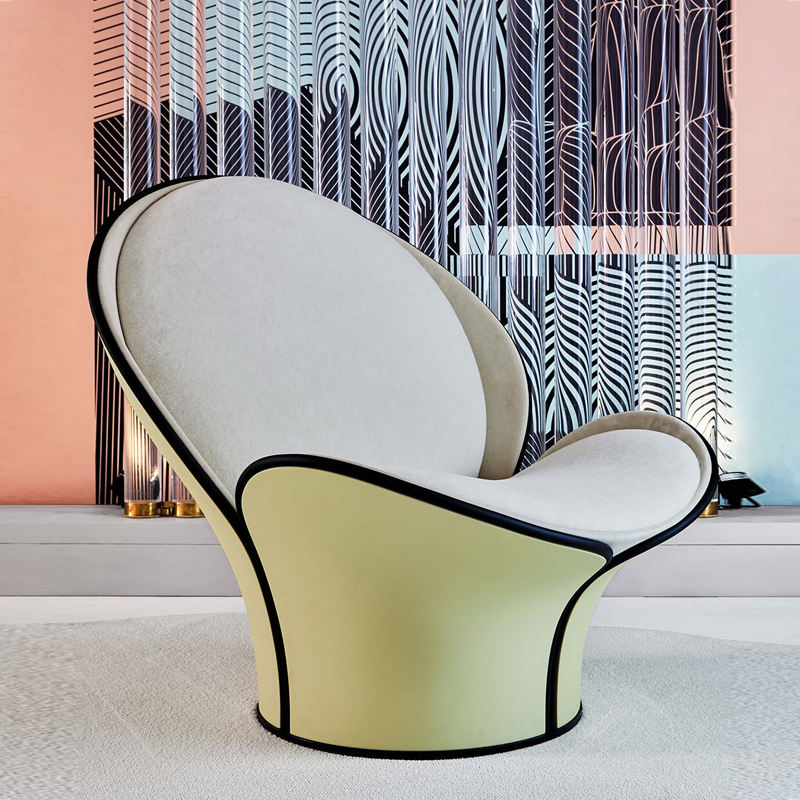 Modern Creative Bean Sprout Leisure Chair, High Back Fiberglass Designer Lounge Chair for Living Room and Bedroom