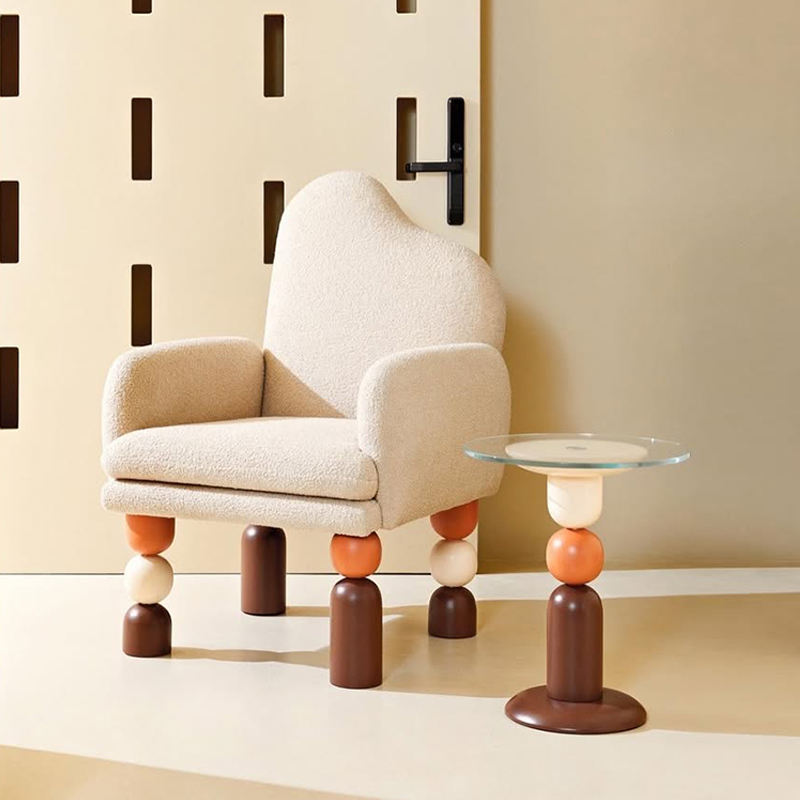 Teddy Velvet Leisure Chair, Contemporary Ash Wood Armchair for Living Room or Bedroom, Soft Upholstered Single Sofa Accent Chair