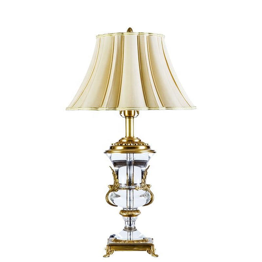Antique Crystal Brass Table Lamp, Classic LED Desk Lighting for Home, Hotel, Villa, Church, or Restaurant