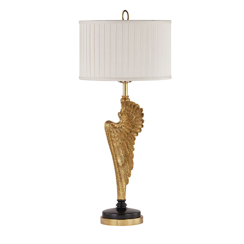 Angel Wing Table Lamp, Luxury Brass & LED Desk Light With Silk Shade, High-End Modern Home Decor