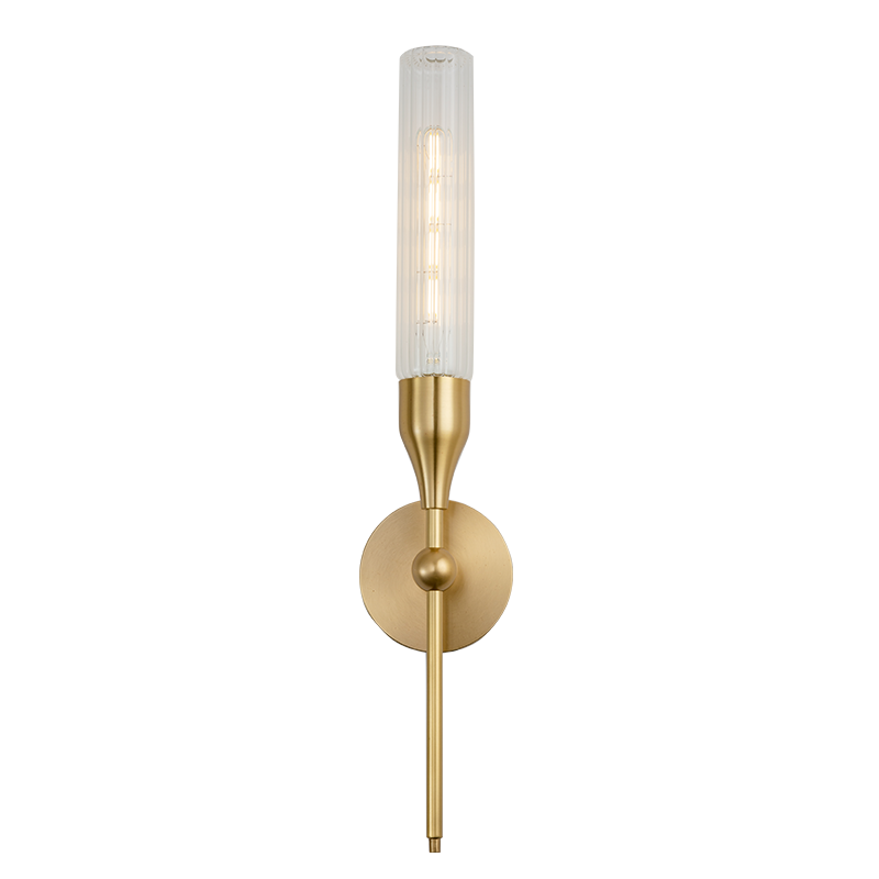 Modern Gold Copper Wall Sconce, Contemporary Lucency Glass LED Bedside Lamp for Bedroom, Living Room, and Hallway