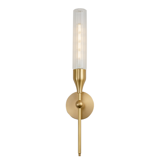 Modern Gold Copper Wall Sconce, Contemporary Lucency Glass LED Bedside Lamp for Bedroom, Living Room, and Hallway