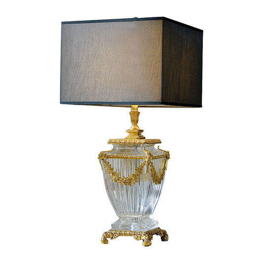 Luxury Crystal Brass Table Lamp with Black Shade, Antique Gilt Bronze Hotel & Home Decor, LED E14 Fancy Vintage Designer
