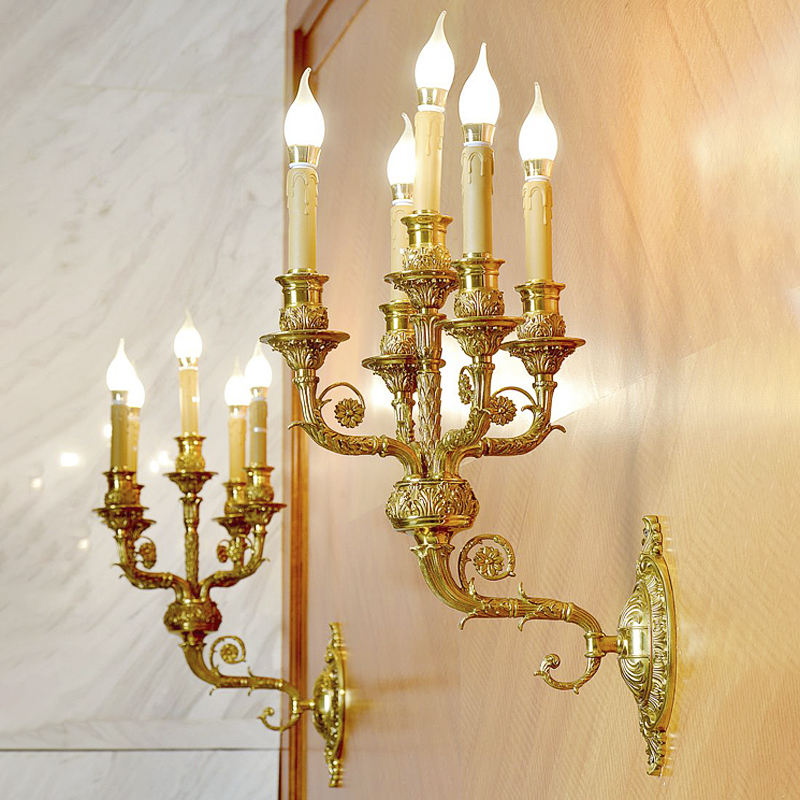 Antique Brass Wall Sconce, Multi-Arm Home Decor Wall Light, Decorative Bracket Lamp Lighting for Classical Interiors