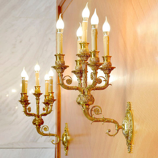 Antique Brass Wall Sconce, Multi-Arm Home Decor Wall Light, Decorative Bracket Lamp Lighting for Classical Interiors