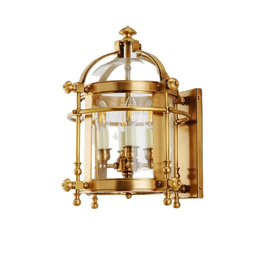 Copper and Glass Outdoor Wall Sconce, Contemporary Waterproof Lantern Design for Porch, Corridor, and Modern Indoor Lighting