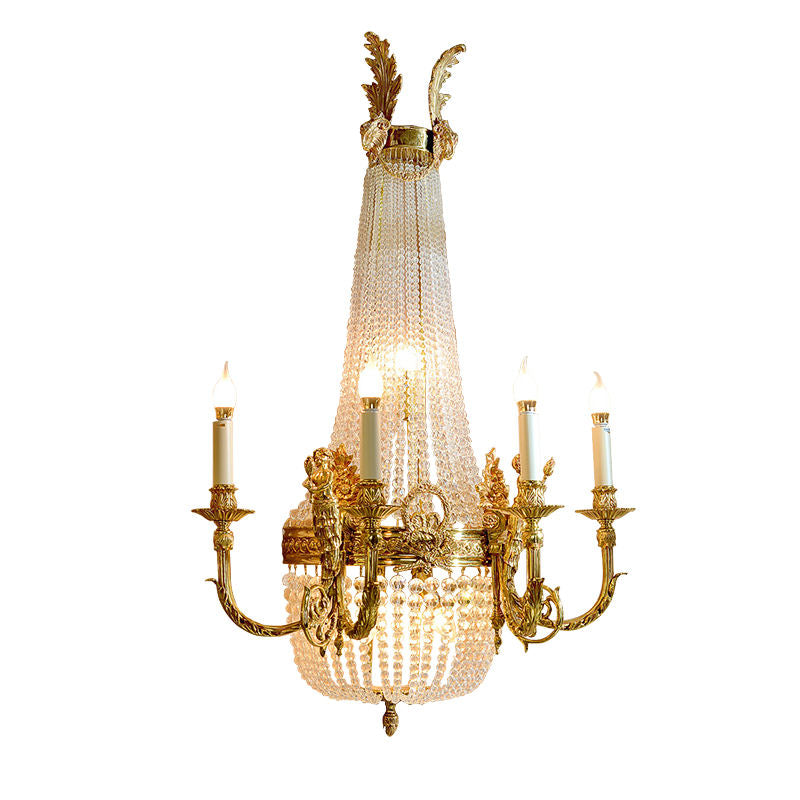 Crystal Wall Lamp, Grand Monopoint Light Fixture, Antique Luxury LED Wall Mount in Gold Brass & Copper