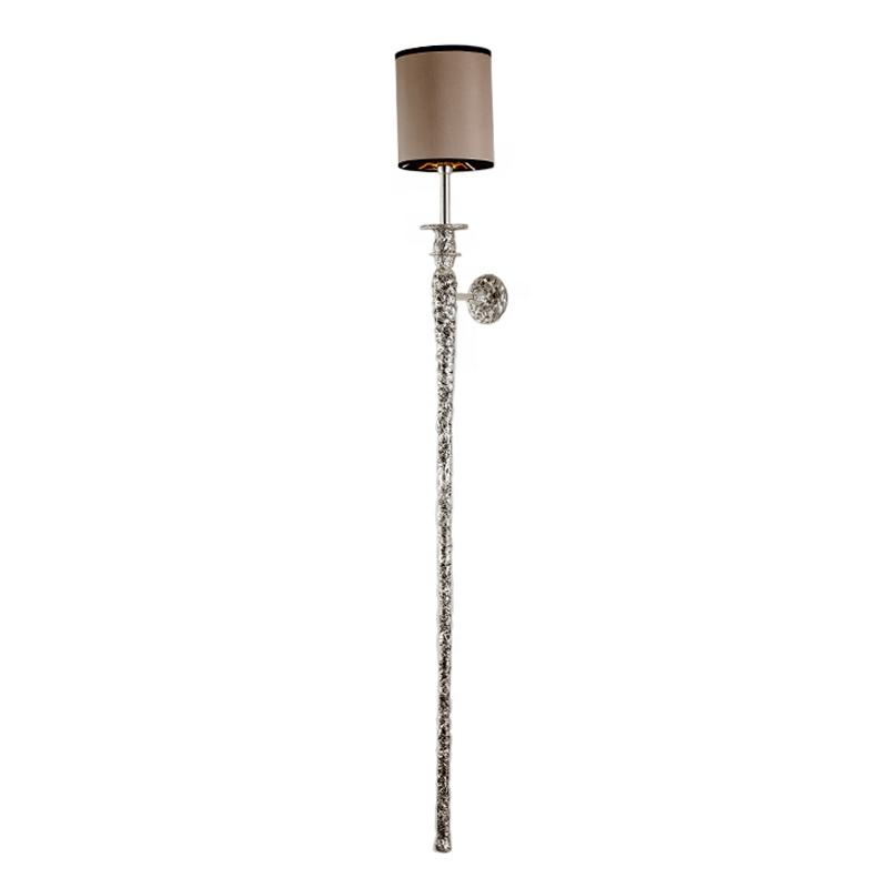 Luxury Silver Torch Wall Sconce with Pink Shade, Modern Long Frame Wall Light for Hallway, Bedroom, and Living Room Accent Décor