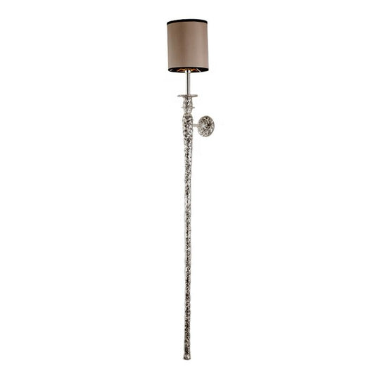 Luxury Silver Torch Wall Sconce with Pink Shade, Modern Long Frame Wall Light for Hallway, Bedroom, and Living Room Accent Décor