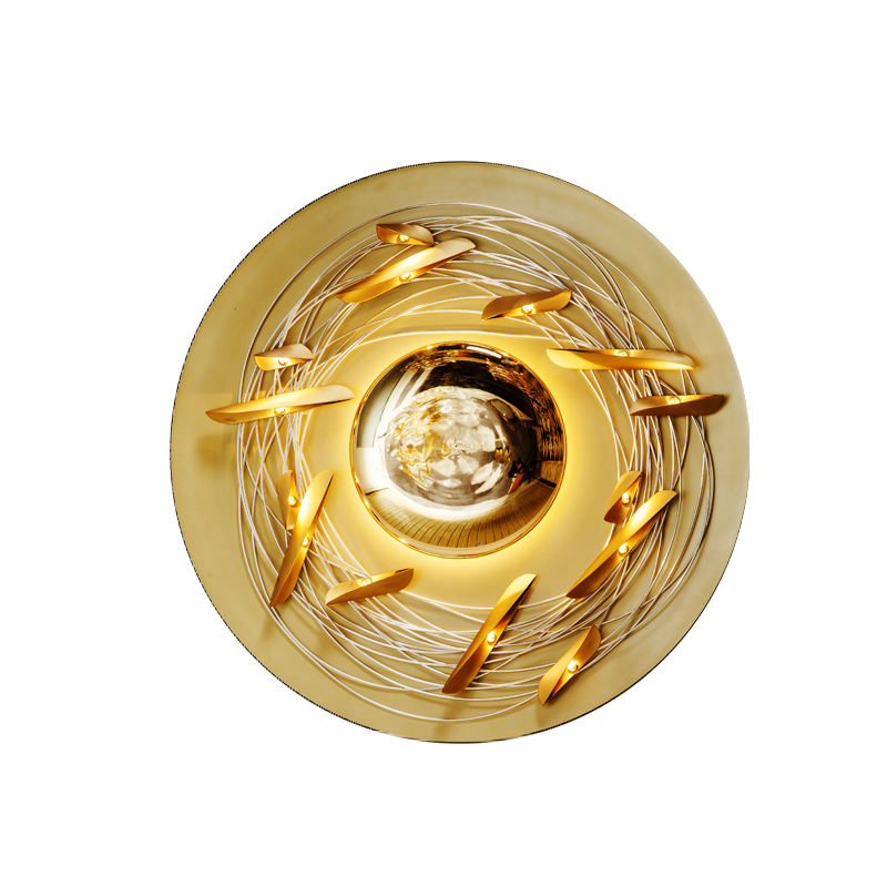 Minimalist Large Round Brass Wall Light, Luxury Modern Statement Wall Lamp for Villa, Hotel, and Bedroom Decor