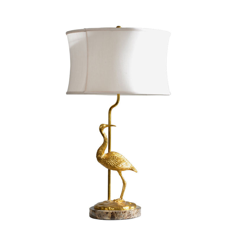 Brass Flamingo Table Lamp with Marble Base, Modern Gold Animal Bird Desk Lamp, E27 60W LED Accent Lighting