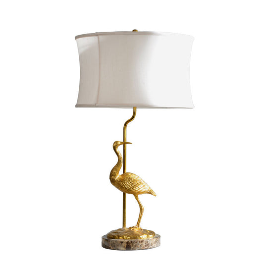 Brass Flamingo Table Lamp with Marble Base, Modern Gold Animal Bird Desk Lamp, E27 60W LED Accent Lighting