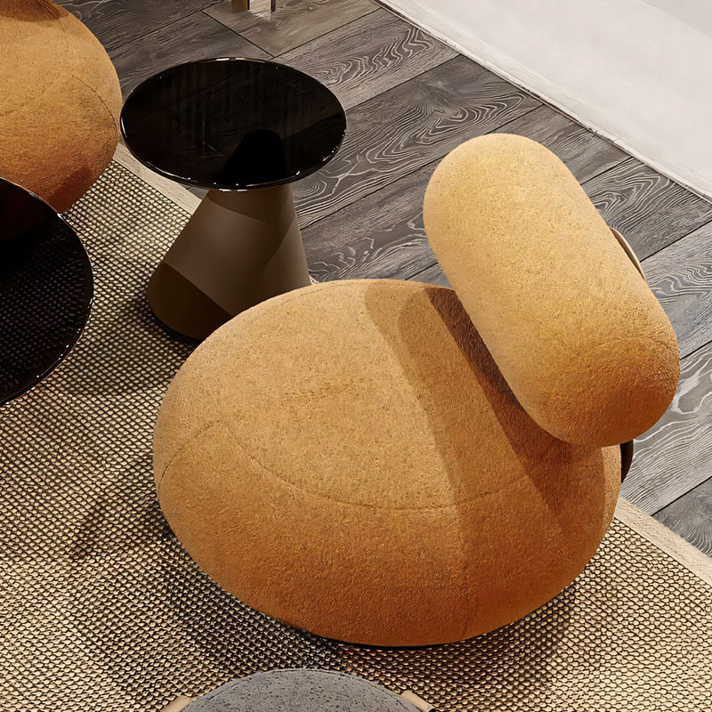 Stylish Metal & Solid Wood Teddy Velvet Negotiation Chair, Modern Fabric Upholstered Single Accent Chair for Reception Rooms