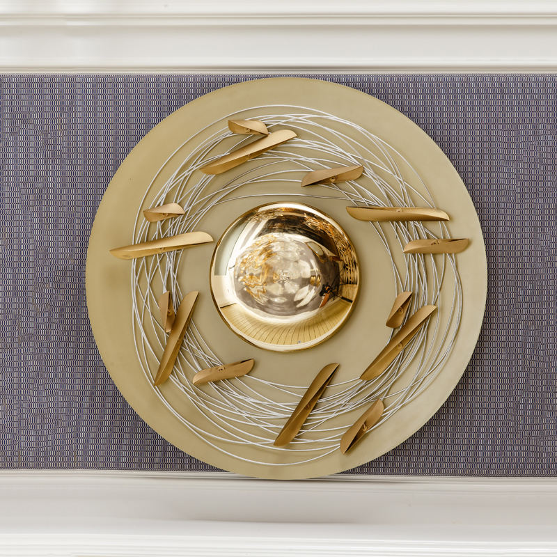 Minimalist Large Round Brass Wall Light, Luxury Modern Statement Wall Lamp for Villa, Hotel, and Bedroom Decor