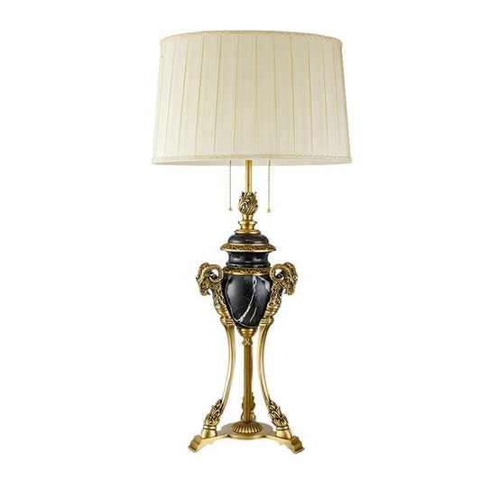 Luxury Vintage Brass Table Lamp, Marble and Gold Classic Design for Hotel, Villa, and Home, Decorative LED Lighting