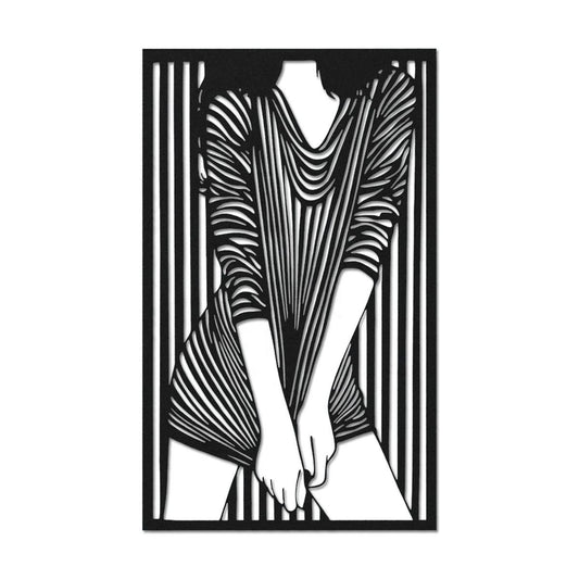 Fashion Abstract Woman Metal Wall Art – Modern Metal Carving, Contemporary Black Wall Decor for Living Room, Creative Home Decoration